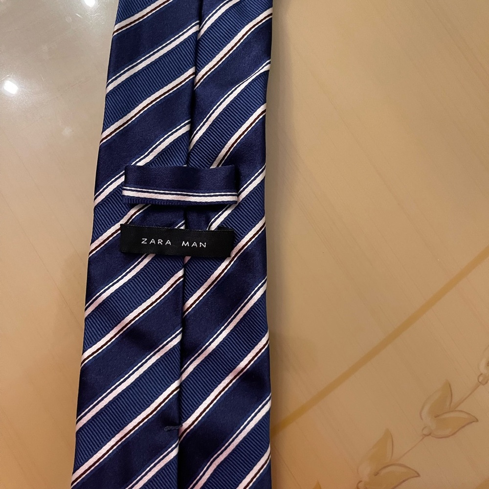 Zara Navy Striped Tie